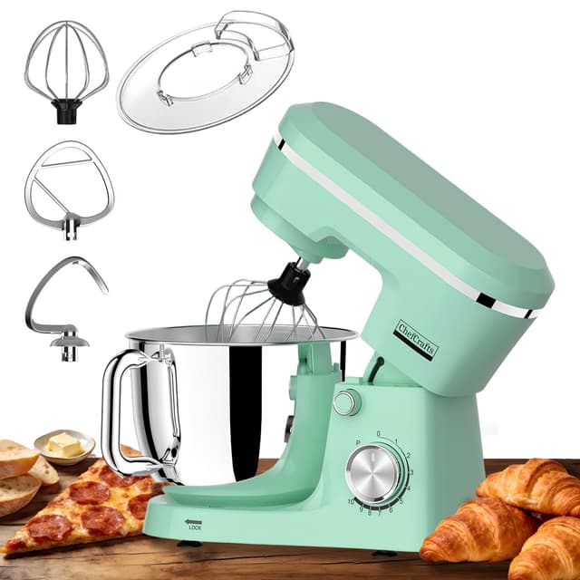 Electric Stand Mixer with 6.5 Quart Bowl, Household Food Mixer 10+p Speeds 660W, Kitchen Tilt-Head Bread Dough and Cake Mixers with Dough Hook, Whisk, Beater, Splash Guard and Egg Separator (Blue 2)