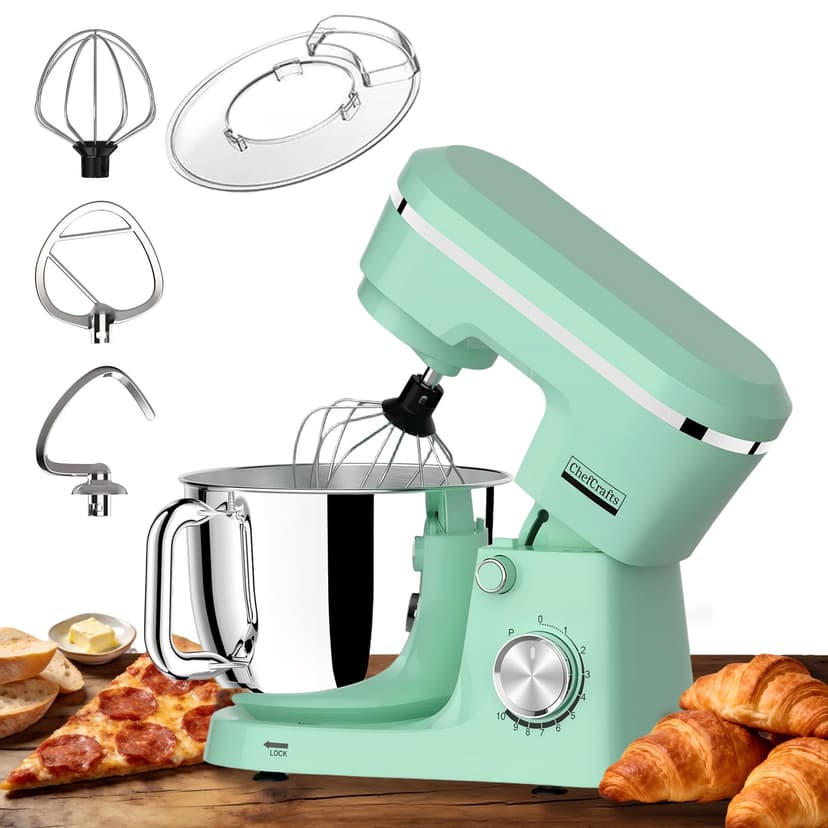 Electric Stand Mixer with 6.5 Quart Bowl, Household Food Mixer 10+p Speeds 660W, Kitchen Tilt-Head Bread Dough and Cake Mixers with Dough Hook, Whisk, Beater, Splash Guard and Egg Separator (Blue 2)