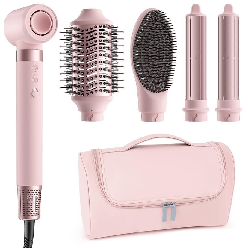 MESCOMB 5 in 1 Hot Air Styler Wrap - High-Speed Hair Dryer, Volumizing Brush with Auto Curlers, Fast Drying & Frizz-Free Styling Straightening, No Heat Damage, Includes Travel Bag, Gift for Women