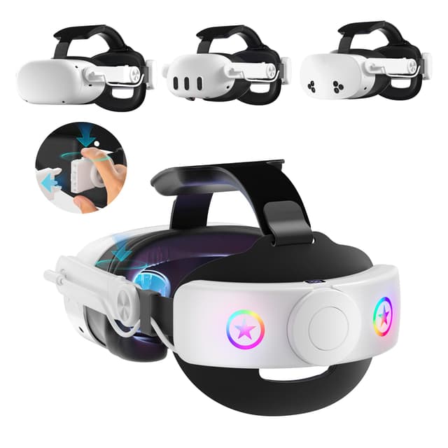 WOUNMTT VR Head Set Strap with 10000mAh Battery for Meta Quest 3/3S - Patented One-Click Release, Adjustable Detachable Design Compatible with Quest 2 3/3S, Balanced and Comfortable VR Gaming