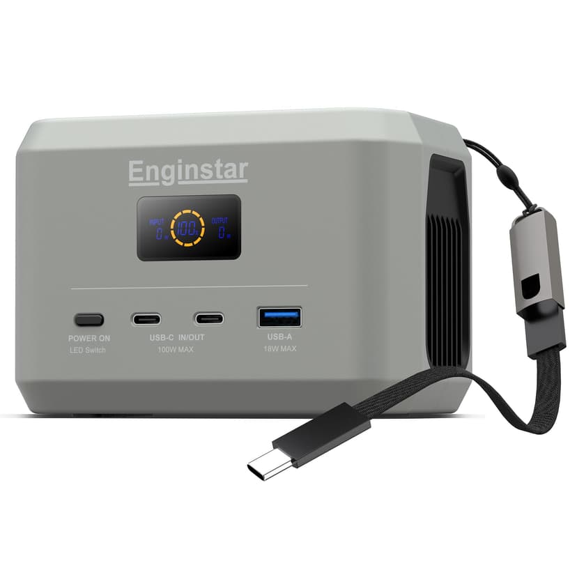 Enginstar Portable Power Station,Outdoor 96Wh LiFePO4 Battery,Solar Generator 100W Two-Way Fast Charging,Power bank for Camping, Traveling, Party and Emergencies