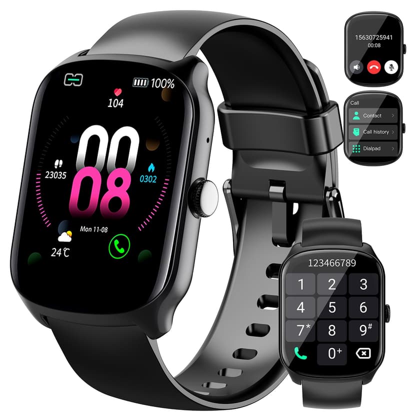 Smart Watch for Men Women, 1.95"HD Smartwatch (Dial/Answer Calls), Heart Rate/Sleep Monitor Fitness Smartwatch, Curved Screen Watches, 112+ Sports Modes Activity Trackers,IP68 Waterproof, Black