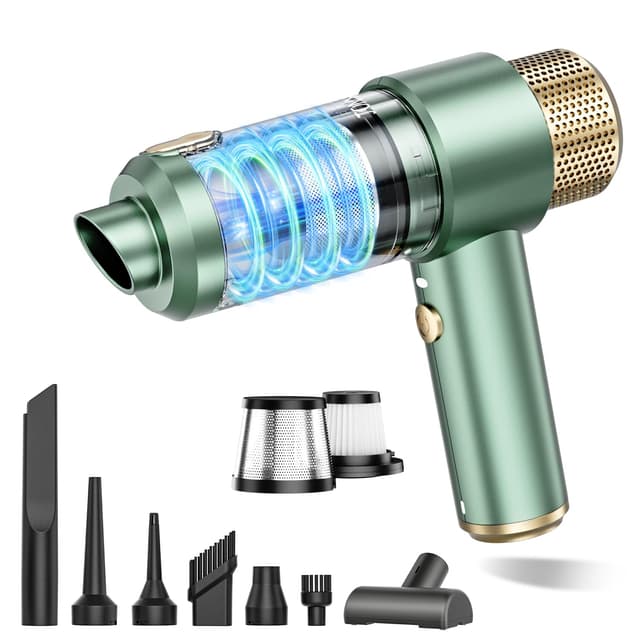 JONYJ Handheld Car Vacuum Cleaner, 16000PA Hand Held Vacuum Portable Cordless, 2 in 1 Air Duster and Vacuum Cleaner with LED Light, Multi-Nozzles, 120W High Power Mini Vacuum for Home, Pet, Office