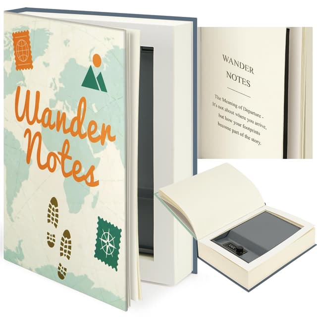 Decorative Book Safe with Combination Lock, Realistic Paper Page Design Hidden Storage Box, Secret Diversion Safe for Cash, Phone, Passport, and Valuables – for Home Office Bookshelf - Wander Notes