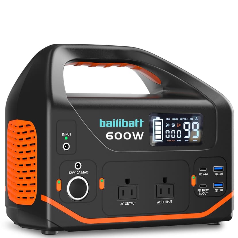 Portable Power Station 600W 293Wh Camping Lithium Battery, Portable Generator for Home Use Emergency Power Station Backup Travel Outdoor 100W PD & 120V Pure Sine Wave AC Outlet