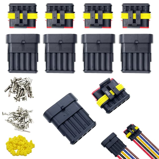 Twippo 5 Kit 5 Pin Connector Automotive Electrical Connectors Quick Connect and Disconnect 5 Wire Connectors Waterproof Connector Terminals Plug Kit
