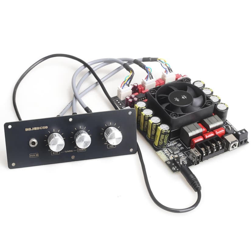 T220HS-W Power Amplifier Board 2.0 Channel 220W×2 with Treble and Bass, 12V-36V Audio Power Amplifier Module with Front Panel