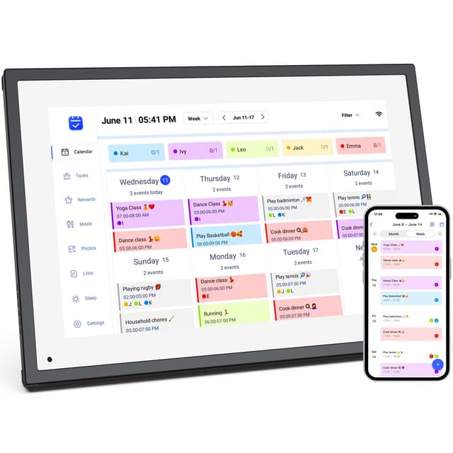 10.1 inch Wall Planner Digital Calendar & Chore Chart,Smart Touchscreen Interactive Display for Family Schedules,Hearth Display Digital Calendar, Digital Photo Frame Share Moments from Anywhere