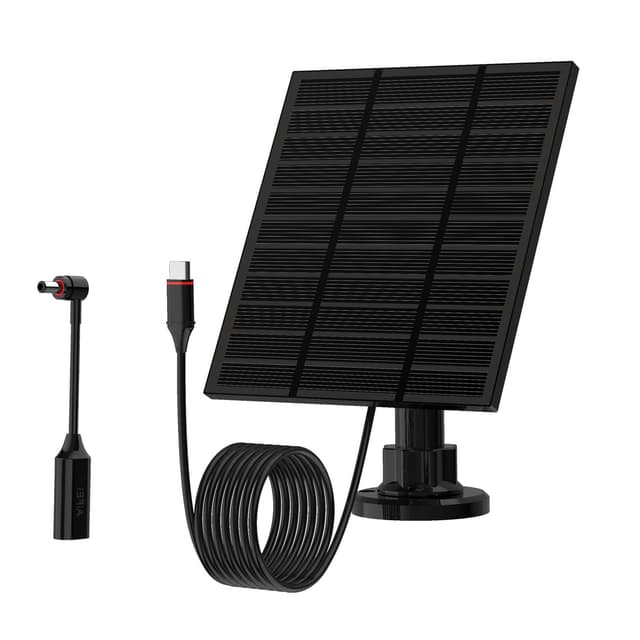 Solar Panels for Ring Camera Outdoor (New Generation) 5W 5V Solar Panel Charger with USB-C&Plug for Spotlight Cam Plus&Stick Up Cam Pro.Waterproof IP65 360°Adjustable 2M Cable (Black, 1)