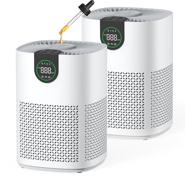 VEWIOR 2 Pack Air Purifiers for Home, Air Purifiers for Bedroom Large Room up to 1200 sq.ft with H13 HEPA Washable Filter, Aromatherapy, PM2.5 Display, Sleep Mode, Auto Mode for Dust, Smoke, Pets Hair