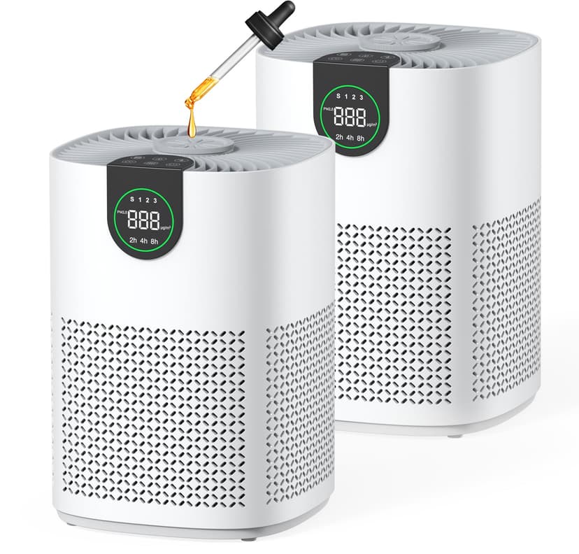 VEWIOR 2 Pack Air Purifiers for Home, Air Purifiers for Bedroom Large Room up to 1200 sq.ft with H13 HEPA Washable Filter, Aromatherapy, PM2.5 Display, Sleep Mode, Auto Mode for Dust, Smoke, Pets Hair