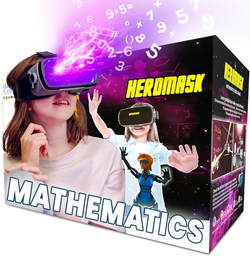 VR Headset + Math Games [Multiplication Subtraction etc] Virtual Games: Gift for Boys & Girls. Cool Educational Toys for Kids 5 6 7 8… Years Old. Virtual Reality Learning Resource Grade 1 2 3 4…8