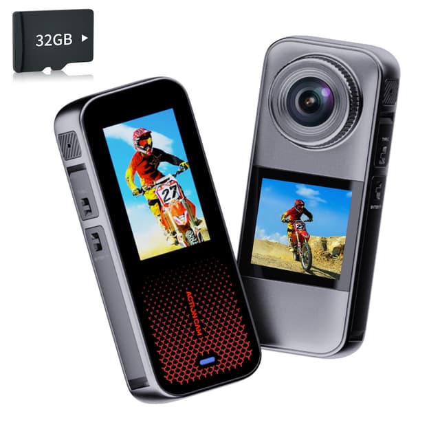 Xilecam Action Camera Dual Screen Sports Camera 32GB Card,Support Rain Protection with 2 X1350mAh Batteries and Multi-Function Accessory