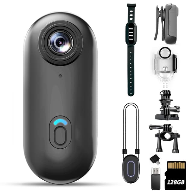 4K Mini Body Camera 128GB - Action Body Cam with Audio & Video- Thumb Hands Free Waterproof Recording Wearable Cameras - Pov Worn Portable Personal Camcorder - for Work Travel Pet Walk Swim