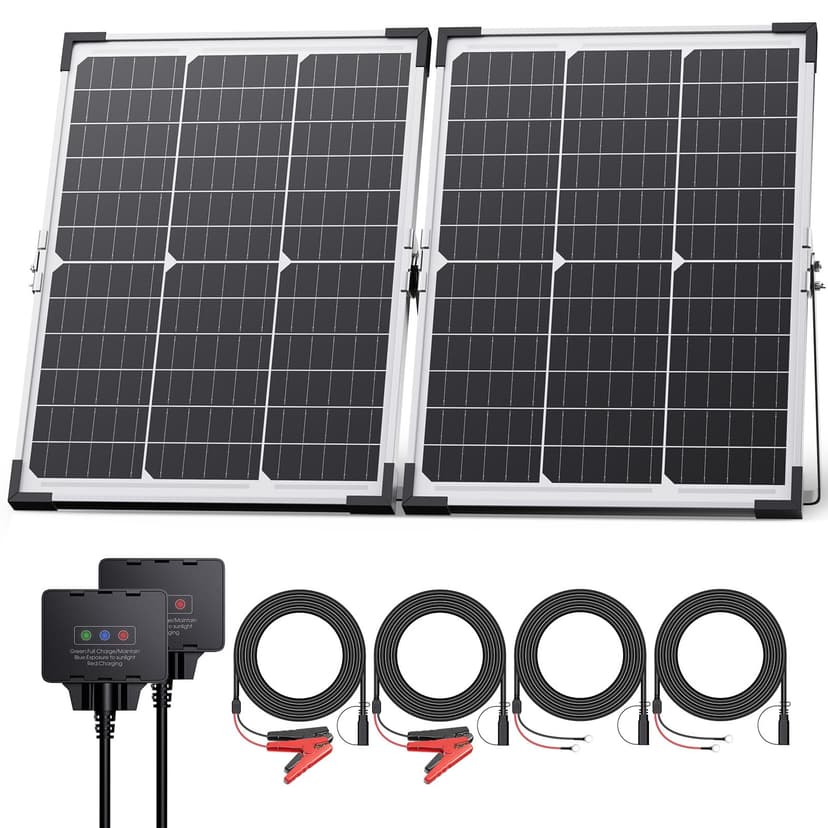 Callsun 40W 12V Solar Trickle Charger, 2PCS 20W 12V/24V Solar Battery Charger for Car Battery with Smart Controller, Waterproof Battery Maintainer for RV Battery Boat Dump Trailer