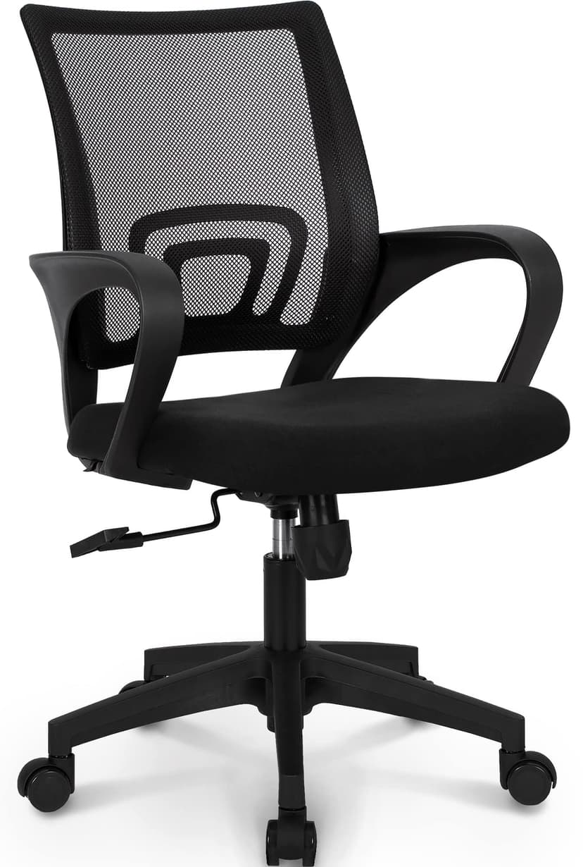 NEO CHAIR Office Desk Computer Chair Ergonomic Mesh Gaming Mid Back Seat with Comfy Lumbar Support Adjustable Height Swivel for Home Task (Black)