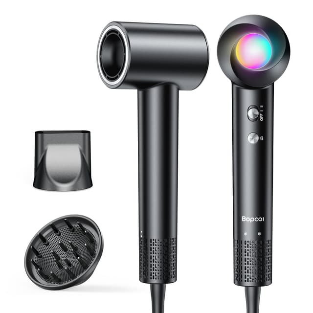 Ionic Hair Dryer with Diffuser - 160000RPM High-Speed Blow Dryer, 500 Millons Ions Frizz Free, Fast Drying for Women, Lightweight, Quiet, Professional Dryer for Curly or Straight Styles, Black