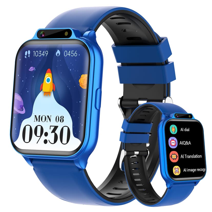 1.85" Kids Watch, AI(Translation/Q&A/Watch Face/Image Recognition)Smartwatches with Heart Rate,Sleep Monitor,Video Music Pedometer,NO APP/Phone, Gifts for 3-12 Years old Boys Girls(Built-in AI, Blue)