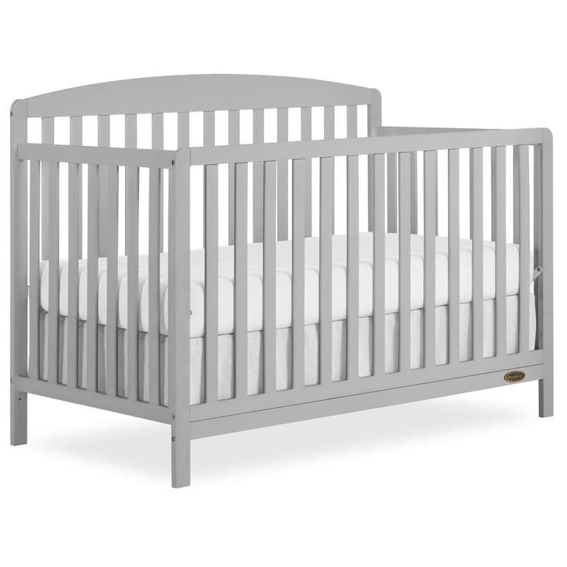 Dream On Me Odelle 5-in-1 Convertible Full-Size Baby Crib in Pebble Grey, GreenGuard Gold & BSA Converts to Toddler, Day & Full-Size Bed, Sustainable Pinewood, 3 Mattress Heights