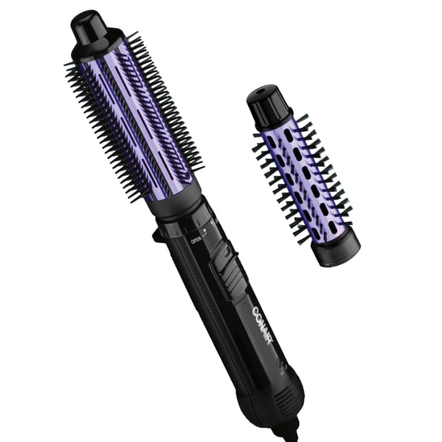 Conair 2-in-1 Hot Air Curling Combo, Includes 1.5-inch Curl Brush and 1-inch Aluminum Bristle Brush