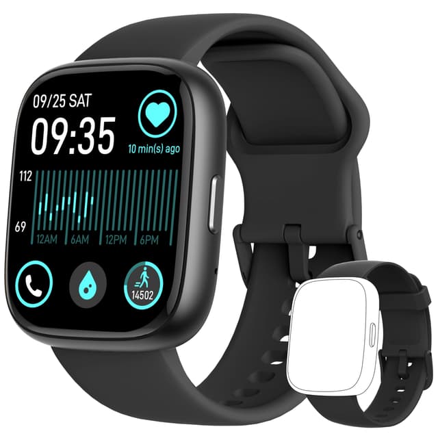 Smart Watch for Women Men Android & iPhone [2 Bands, 44mm case], Alexa Built-in, 1.83'' Smartwatch Make/Answer Call, HR SpO2 Sleep Stress Monitor Fitness Tracker, IP68 Waterproof Step Counter Watch