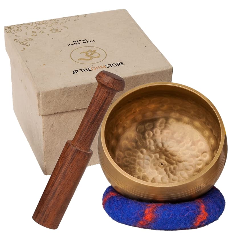 Handcrafted Tibetan Singing Bowl Gift Set – 3.5” Sound Bowl for Meditation, Sound Healing & Yoga – Mindfullness Christmas Gift – Authentic Hand-Hammered in Nepal - The Ohm Store