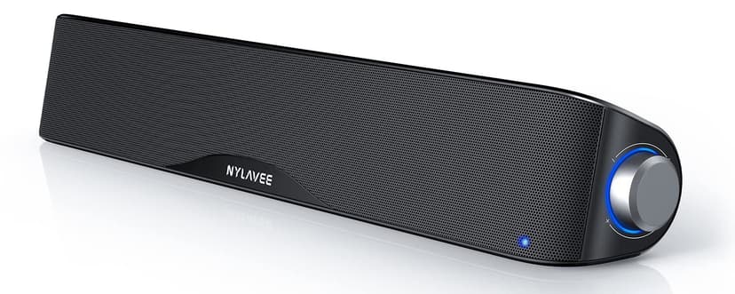 Nylavee Computer Speakers, Hi-Fi Stereo Computer Sound Bar with Bluetooth & 3.5mm Aux, USB/USB-C Powered for Desktop PC, Laptop & Monitor, Built-in Mic and Headphone Jack