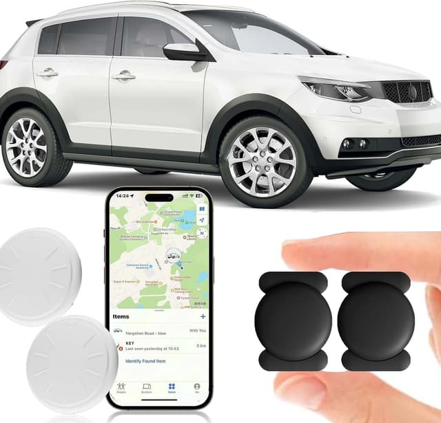 GPS Tracker for Vehicles, 2 PCS MINI Car Tracker Device Hidden, No Monthly Fee, Real-Time Tracker Device for Vehicles, Work with Find My (iOS Only), Magnetic Car Tracker, Waterproof