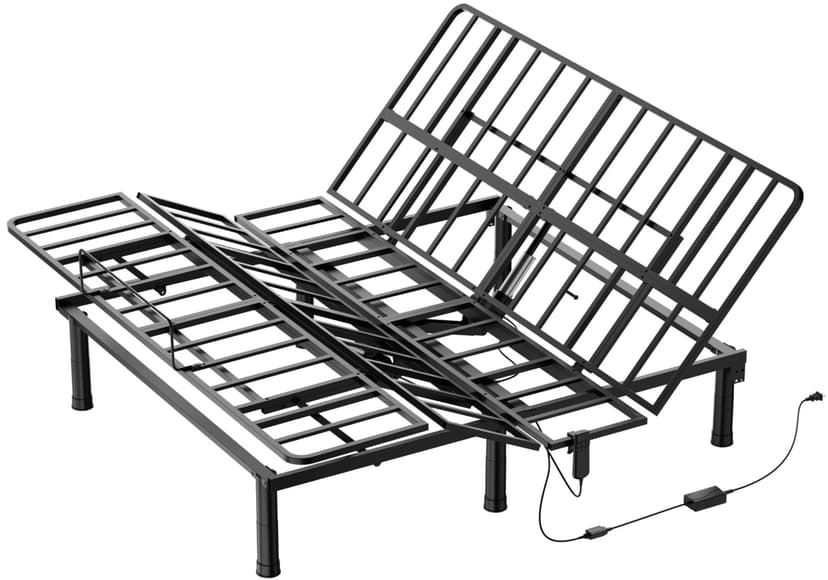 SunsGrove King Adjustable Bed Base, Wired Remote Control, Independent Head and Foot Incline, Electric Bed Frame Base, Adjustable Bed Leg with 2 Height Options, Easy Assembly