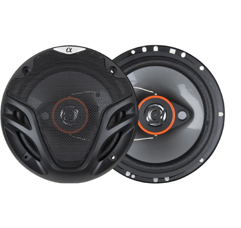 Alphasonik Pair AS26 6.5 inch 350 Watts Max 3-Way Car Audio Full Range Coaxial Speakers with Universal Mounting Holes for Easy Installation and Grills Included