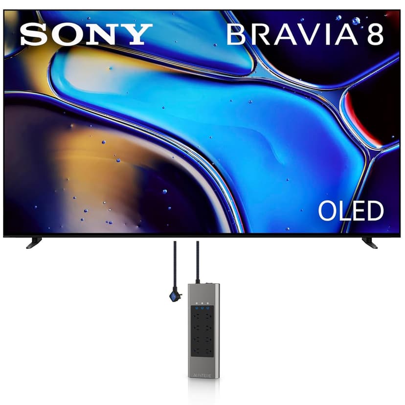 Sony K65XR80 65 Inch IMAX Enhanced Bravia OLED 4K HDR Google TV with an Austere 5S-PS8-US1 V-Series 8-Outlet Power w/Omniport USB (2024)