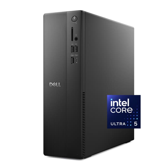 Dell Slim Desktop ECS1250 - Intel Core Ultra 5-225 Processor, UHD Graphics, 16GB Memory, 512GB M.2 SSD, 3.0 SD Card Reader, Wired Keyboard and Mouse, Windows 11 Home, Onsite+Migrate Service