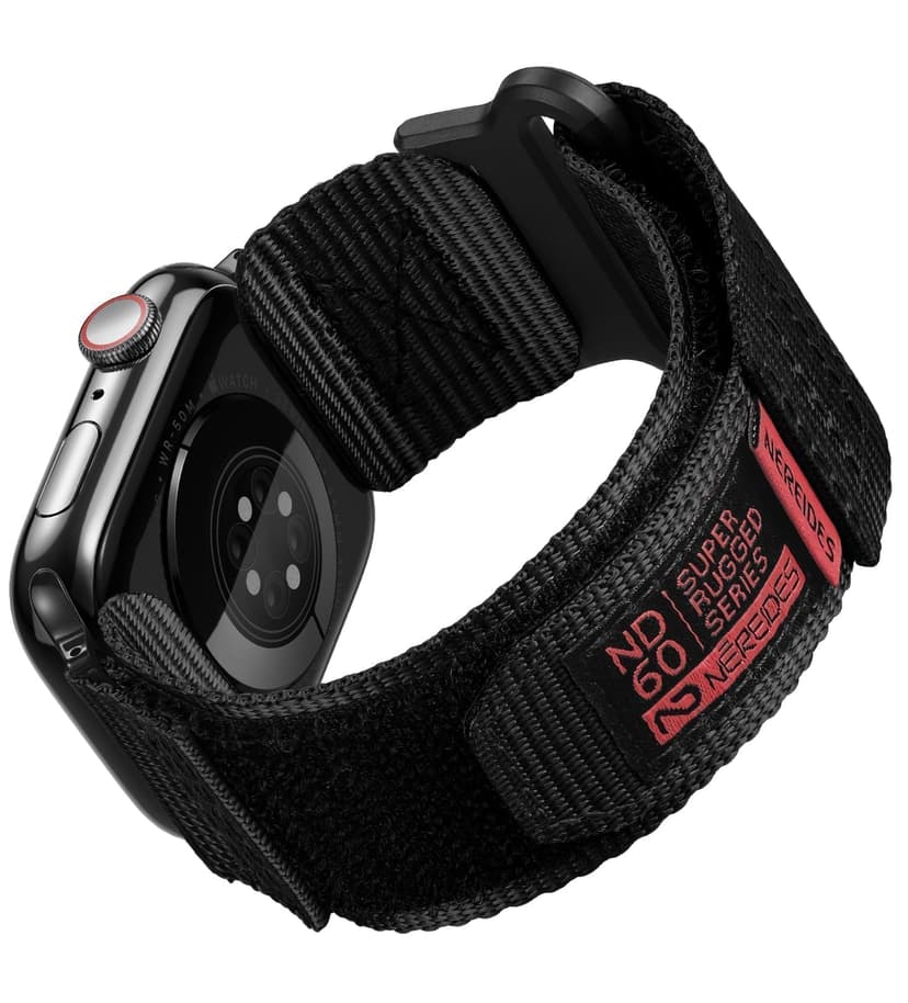 Nereides Compatible with Apple Watch Series 11 Band Series 10/9/8/7/6/5/4/SE/SE2/SE3/Ultra 3/2/1, Nylon Sports Strap with Woven Design for 49mm/46mm/45mm/44mm (L, Black)