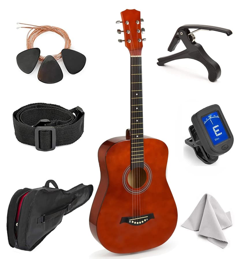 Classical Acoustic Guitar For Kids By MasterPlay- 30” Beginner Guitar For Learners- Accoustic String Starter Kit: Guitar Bag, Tuner, Strap, Extra Strings, Picks, Wash Cloth, Capo (Mahagnah)