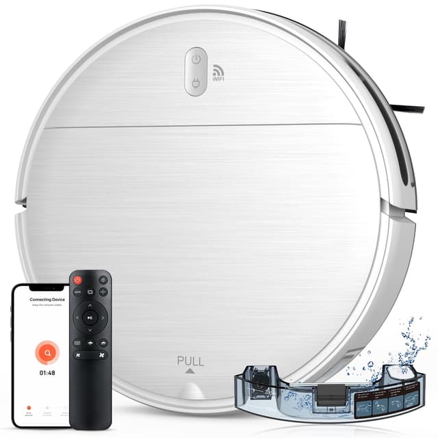 Robot Vacuum and Mop Combo, 2 in 1 Robotic Vacuum Cleaner with Schedule, App/Alexa/Voice Control, Slim 2.87", Self-Charging, 2300 Pa Suction & Long Runtime, Ideal for Hard Floor, Pet Hair, Carpet