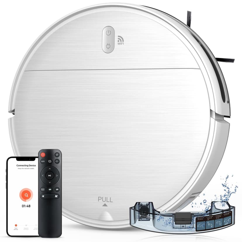 Robot Vacuum and Mop Combo, 2 in 1 Robotic Vacuum Cleaner with Schedule, App/Alexa/Voice Control, Slim 2.87", Self-Charging, 2300 Pa Suction & Long Runtime, Ideal for Hard Floor, Pet Hair, Carpet