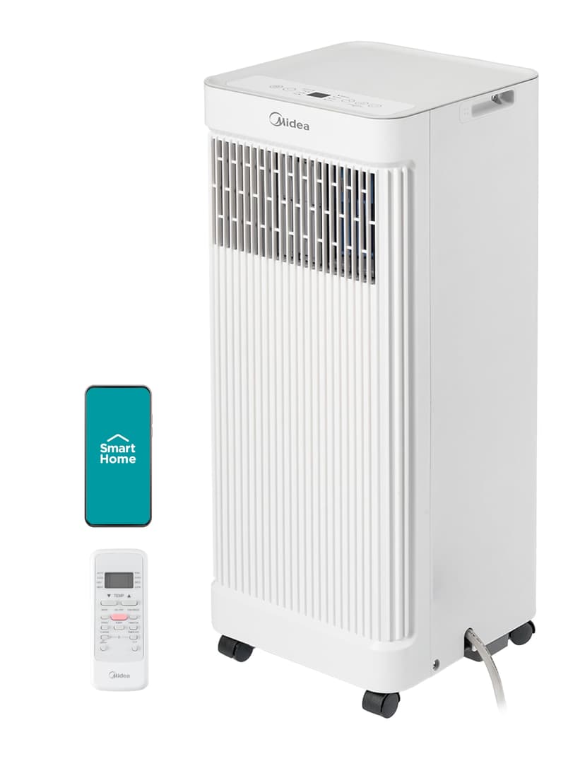 Midea 10,000 BTU ASHRAE (7,100 BTU SACC) Portable Air Conditioner, Smart Control, Cools up to 300 Sq. Ft., with Dehumidifier & Fan mode, Easy- to-use Remote Control & Window Installation Kit Included
