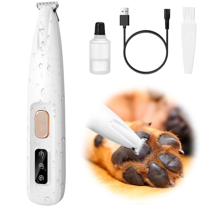 Palksky Dog Paw Trimmer, Upgraded 18mm-Blade Electric Dog Clippers for Groomming-with Led Display, Waterproof Pet Micro Precisiion Trimmer, Rechargeable Hair Shaver for Paws, Ears, Face, Rump-and Eyes