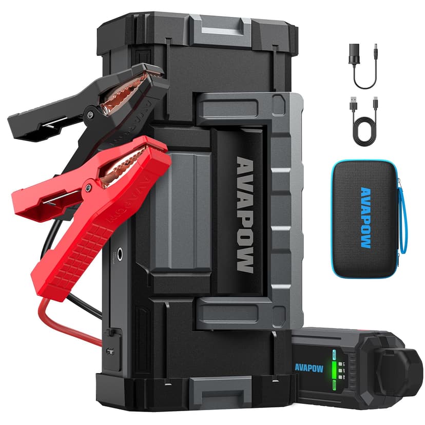 AVAPOW 6000A Car Battery Jump Starter(for All Gas or up to 12L Diesel) Powerful Car Jump Starter with Dual USB Quick Charge and DC Output,12V Jump Pack with Built-in LED Bright Light