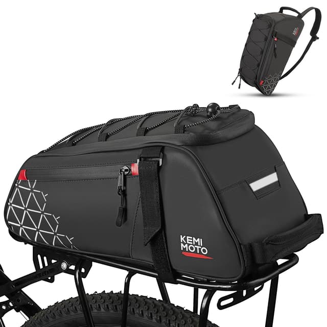 KEMIMOTO Rear Bike Rack Bag - 8L PVC Water Resistant Ebike Bags for Bicycle Rear Rack, Bicycle Trunk Pannier for Commuter Travel Shopping and Cycling (Black)