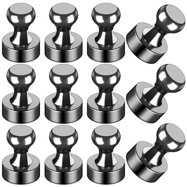LOVIMAG Fridge Magnets 12Pcs Refrigerator Whiteboard Small Strong Magnet Classroom Kitchen Accessories Decorative Locker Set Decor Must Haves Office Calendar Refrigerador Magnetic Cute Crafts Black