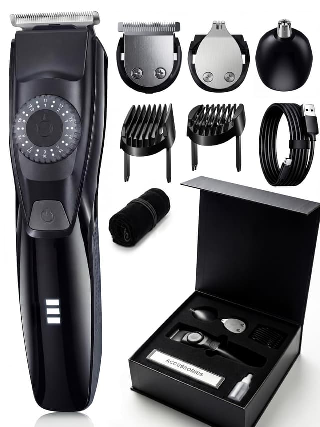Voukad 40 Precisions Electric Beard Trimmer for Men, Mens Grooming Trimmer for Beard, Mustache, Face and Ear Hair, Multi-Series Clipper, Waterproof, USB C Charging, Soft Pouch, Wide Blade, Gift Box