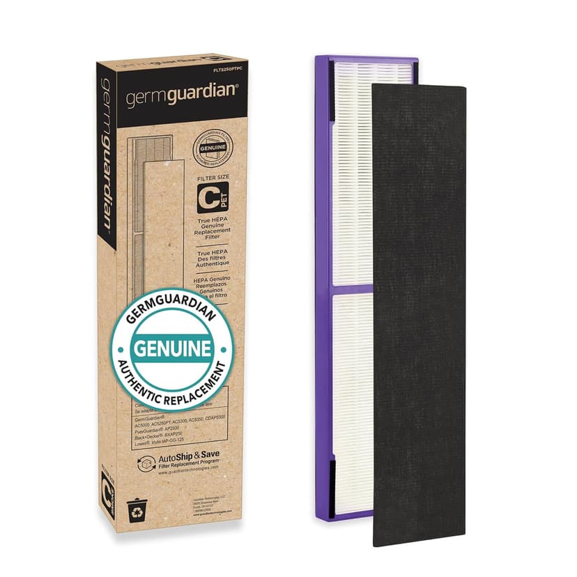 Germ Guardian FLT5250PT True HEPA Genuine Air Purifier Replacement Filter C, with Pet Pure Treatment for GermGuardian AC5250PT, AC5000E, AC5300B, AC5350W, AC5350B, CDAP5500, and More