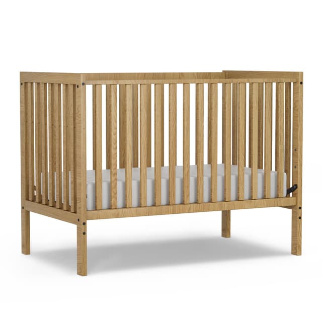 Saylike Baby Crib 5-in-1 Convertible, Wood Full Size Toddler Bed for Small Baby, Made of Sustainable Natural Pinewood Cribs, Non-Toxic Finish, Simplistic Nursery Furniture (Natural)