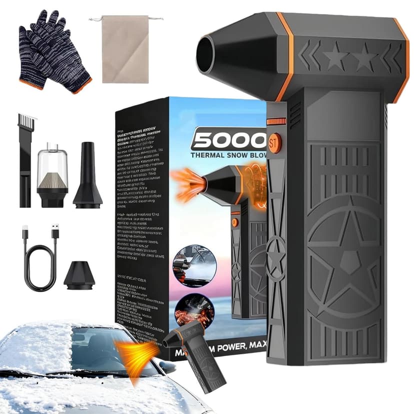2026 New 3 in 1 5000W Thermal Snow Blower - Cordless Leaf Blower and Vacuum Cleaner, Hot Air Blowers, Portable Handheld Car Snow/Dust Remover, Car Defroster Windshield (Full*1SET)