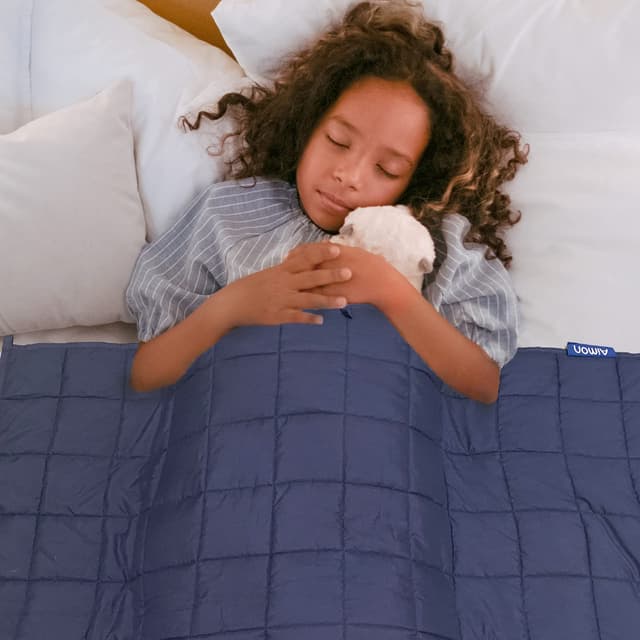 Aimon Weighted Blanket 3Lb, Dark Blue, Washable Breathable Weighted Blanket for Outdoors, Small Size, Soft and Calm with Glass Beads (20"*30", 3Lbs)