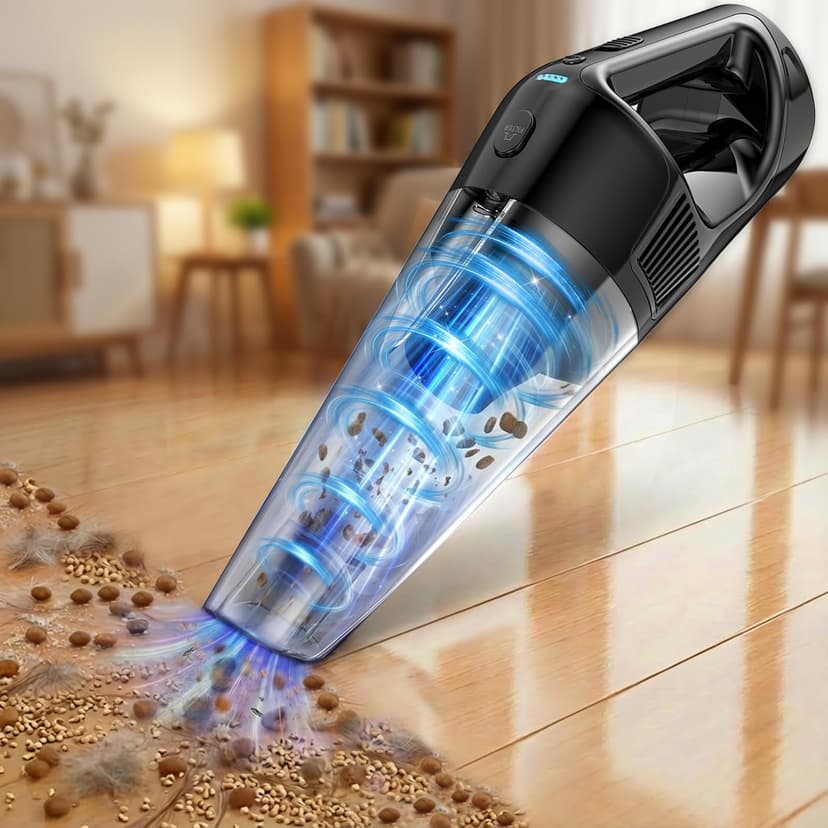 PowerSpeed CleanView Portable Handheld Vacuum - 16000Pa Strong Suction Powerful with 1000mL Dust Cup and LED Light - Cordless Vacuum Cleaner for Home Daily Quick Clean - for Dust/Pet Hair/Floor Debris