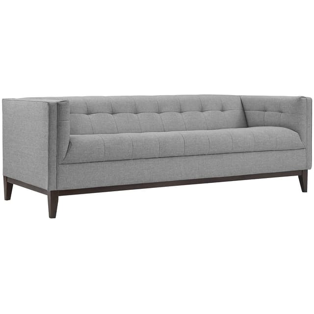 Modway Serve Modern Tuxedo Sofa With Upholstered Tufted Fabric in Light Gray