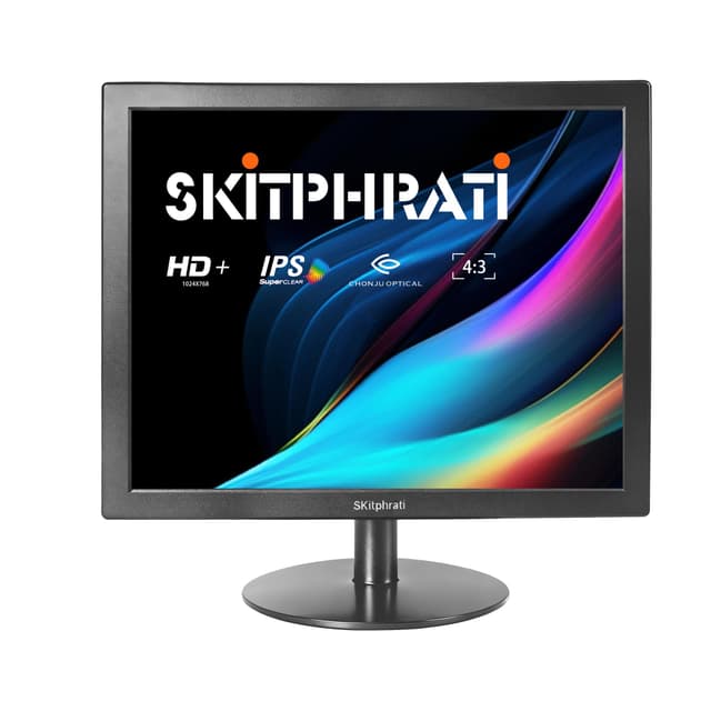SKitphrati 15 Inch Monitor HD 1024 * 768 Screen with VGA, HDMI, 4:3 Aspect Ratio, 60 Hz, VESA Mountable, TN Panel Monitor for PC, Computer, Laptop, Raspberry Pi, Black