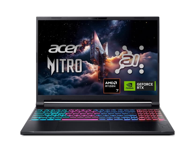 Acer Nitro V 16S AI Gaming Laptop | NVIDIA GeForce RTX 5060 GPU | AMD Ryzen 7 260 Processor | 16" WUXGA IPS 180Hz Display | 32GB DDR5 | 1TB Gen 4 SSD | Wi-Fi 6 | ANV16S-41-R2AJ